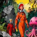 retro alien world poster