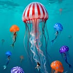 jellyfish with mermaids poster