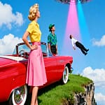 retro futuristic abduction poster