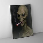smoking alien canvas