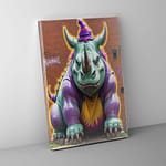 rhino on a wall poster