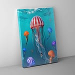 jellyfish with mermaids canvas