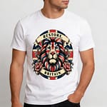 restore britain t shirt, tubular unisex 100% organic cotton.