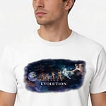"evolution" t shirt, tubular unisex 100% organic cotton