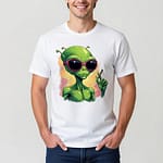"chilled alien with pink sunglasses" t shirt