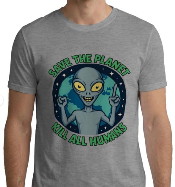Funny Alien T-Shirt Save The Planet Kill All Humans Graphic Tee UFO Humor - Image 4